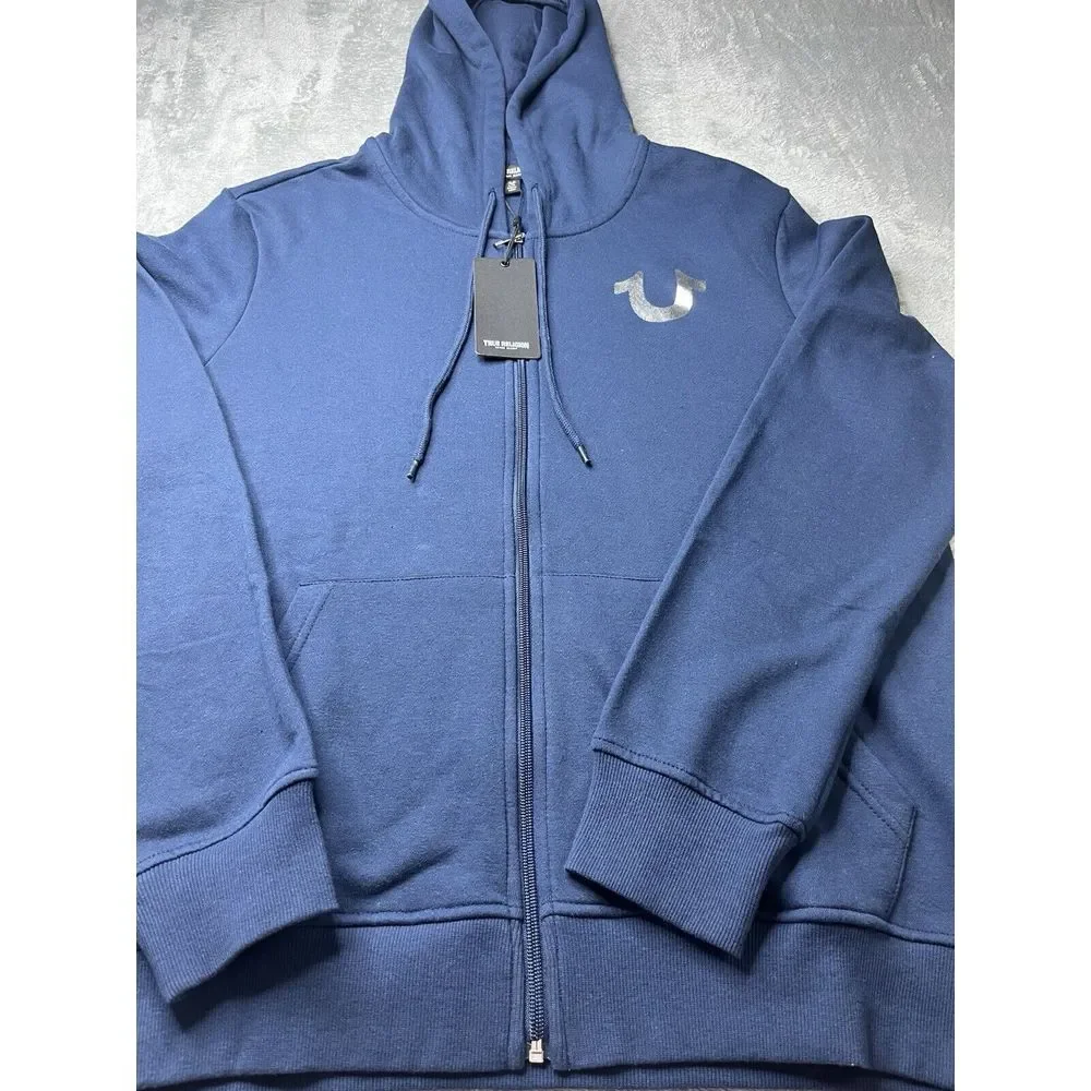 True Religion City Buddha Zip Up Hoodie Mens‎ Size XL Blue $119